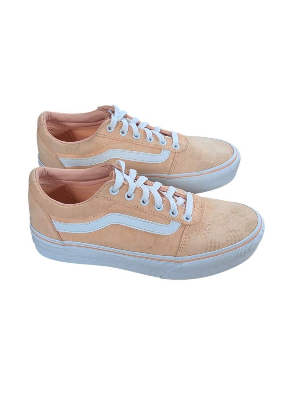 Vans Ward Platform Linen Stitch Peach Pink Sneakers Size 8.5 Women - Picture 2 of 10